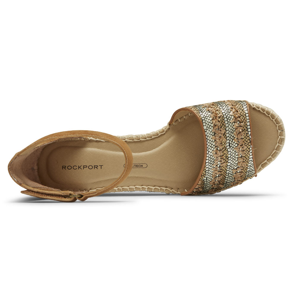 Rockport Sandals For Womens Khaki - Marah Woven Ankle Strap - LB4819256